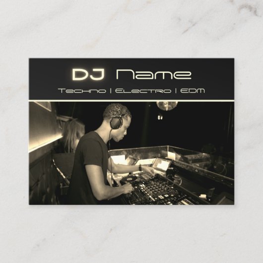 Uw foto techno muziek DJ gouden Visitekaartje (Voorkant)