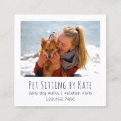 Uw foto-tekenton | Dog Walker Simple White Vierkante Visitekaartje (Voorkant)