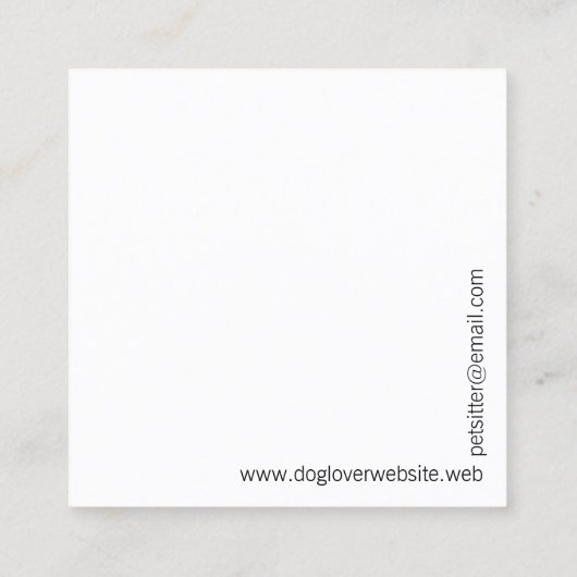 Uw foto-tekenton | Dog Walker Simple White Vierkante Visitekaartje (Achterkant)