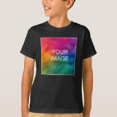 Uw foto Tekst Naam Jeugd Jongens Front Print Zwart T-shirt (Voorkant)