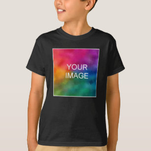 Uw foto Tekst Naam Jeugd Jongens Front Print Zwart T-shirt