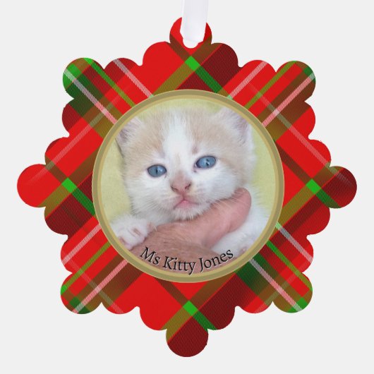 Uw foto/tekst -Traditioneel jaarlijks cadeau Tarta Ornament Kaart (Voorkant)