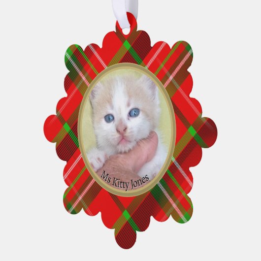 Uw foto/tekst -Traditioneel jaarlijks cadeau Tarta Ornament Kaart (Links)