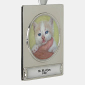 Uw foto / tekst - Traditioneel jaarlijks geschenk  Verzilverd Banner Ornament (Rechts)