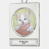 Uw foto / tekst - Traditioneel jaarlijks geschenk  Verzilverd Banner Ornament (Links)