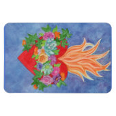 UW FOTO-TEMPLATE of brandende hart en bloemen Magneet (Horizontaal)