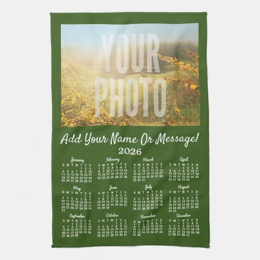 Uw Foto Thee Handdoek Kalender Groen (Verticaal)