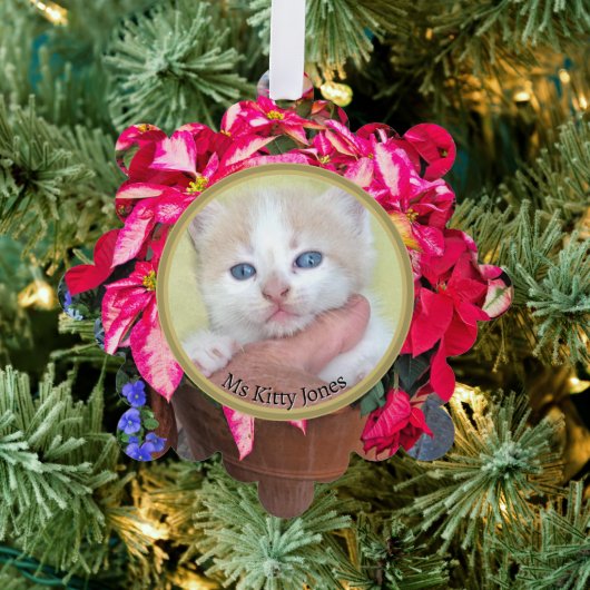 Uw foto - Traditionele jaarlijkse cadeau poinsetti Ornament Kaart (Insitu (Drie))