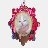 Uw foto - Traditionele jaarlijkse cadeau poinsetti Ornament Kaart (Links)