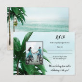 Uw foto Tropisch palm Beach Weddenschap RSVP Kaart (Voorkant / Achterkant)