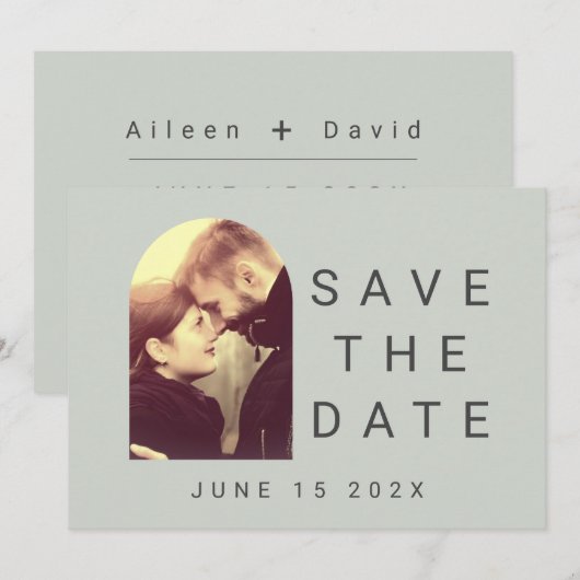 Uw foto Typographic Sage Blush Save the Date (Voorkant / Achterkant)