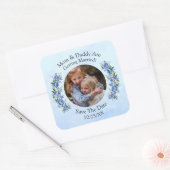 Uw foto van kinderen Moeder Vader trouwen Blauwe P Vierkante Sticker (Envelop)