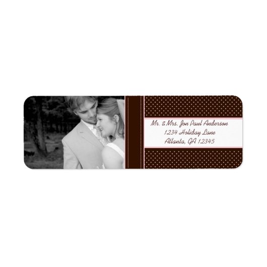 Uw foto Weddenschap Diep bruin en roze Stippen Etiket (Voorkant)