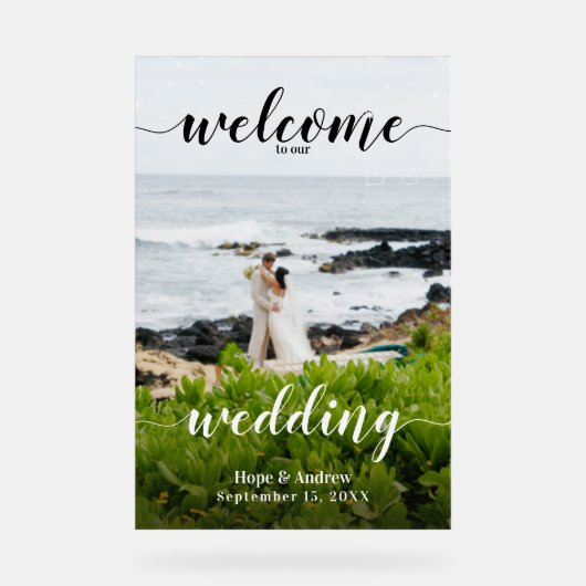 Uw foto-weduwenkaart en welkomstteken acryl bord (Voorkant)