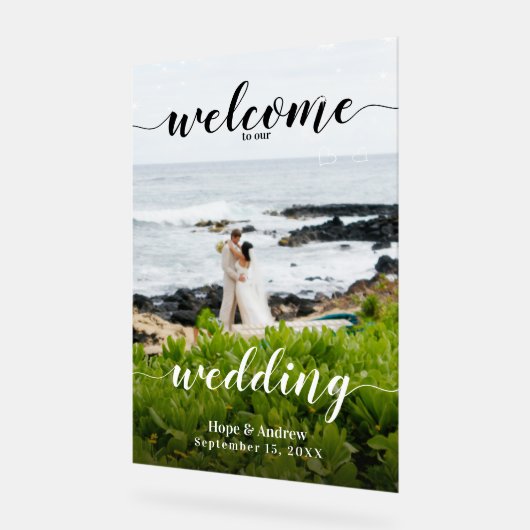 Uw foto-weduwenkaart en welkomstteken acryl bord (Hoek)