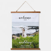 Uw foto-weduwenkaart en welkomstteken hangend wandkleed (Voorkant)