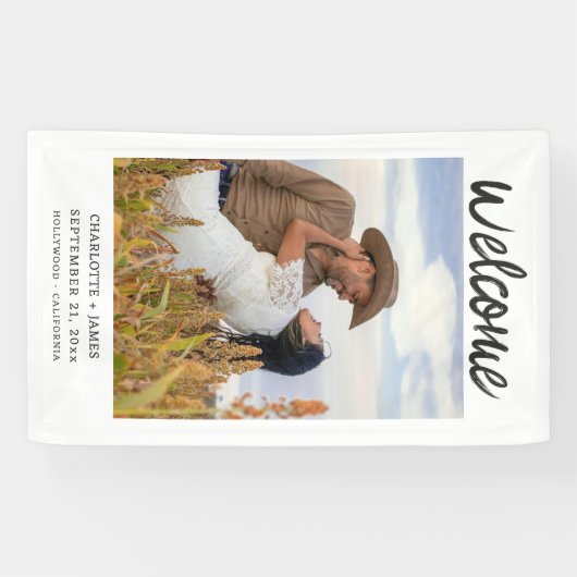 Uw foto Welkom bruiloft Spandoek (Horizontaal)