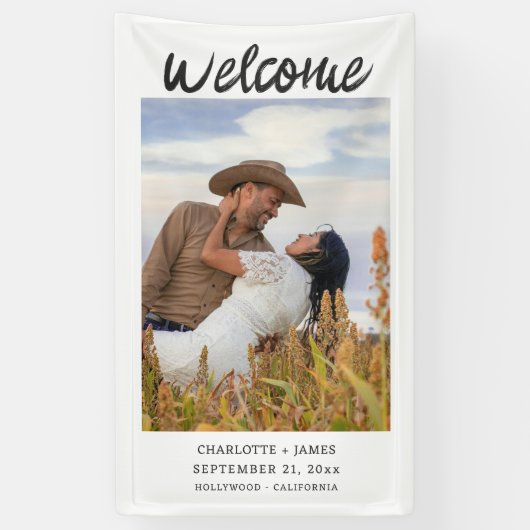 Uw foto Welkom bruiloft Spandoek (Verticaal)
