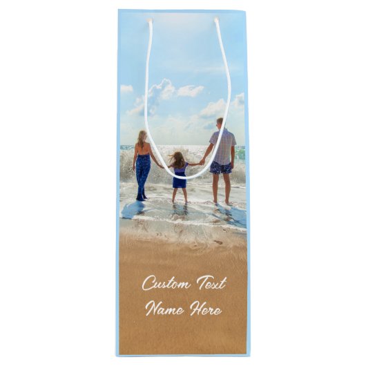 Uw foto-wijncadeauttas met aangepaste tekstnaam wijn cadeautas (Voorkant)