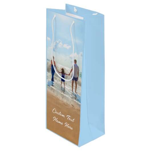 Uw foto-wijncadeauttas met aangepaste tekstnaam wijn cadeautas (Voorkant Gekanteld)