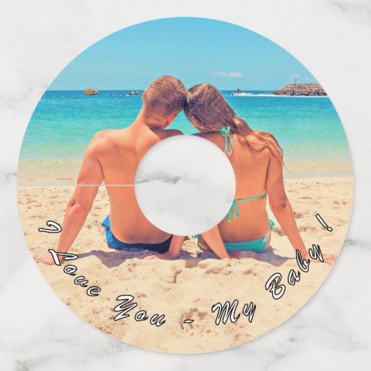 Uw foto Wijnglas Label aangepaste tekst - I Love Y (Achterkant)