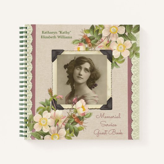 Uw foto Wilde Rozen Memorial Guest Book Notitieboek (Voorkant)