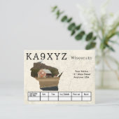 Uw foto Wisconsin Shaped Cutout Custom QSL Briefkaart (Staand voorkant)