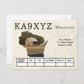 Uw foto Wisconsin Shaped Cutout Custom QSL Briefkaart (Voorkant / Achterkant)