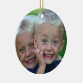 Uw foto wordt gepersoaliseerd op de achterste kers keramisch ornament (Rechts)