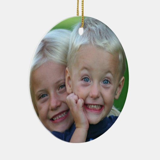 Uw foto wordt gepersoaliseerd op de achterste kers keramisch ornament (Rechts)