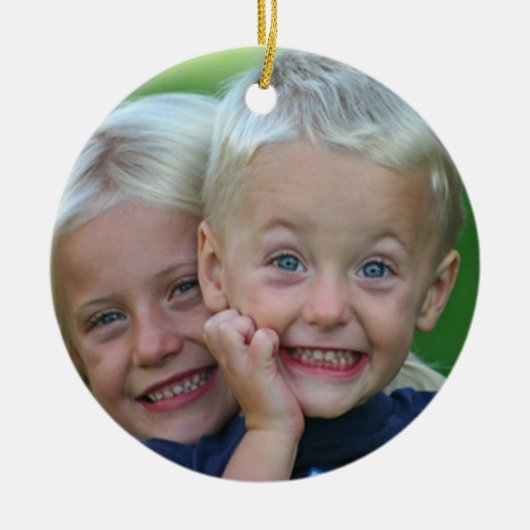 Uw foto wordt gepersoaliseerd op de achterste kers keramisch ornament (Voorkant)