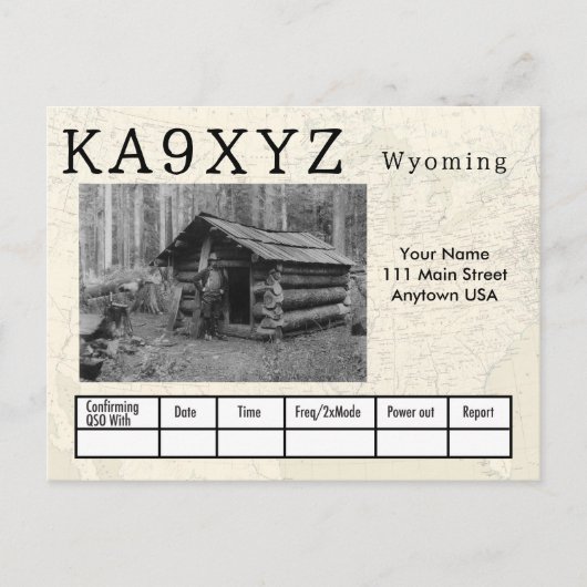 Uw foto Wyoming Shaped Cutout Custom QSL Briefkaart (Voorkant)