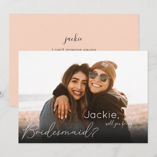 Uw foto zal u Bridesmaid Horizonal roze zijn Kaart (Voorkant / Achterkant)