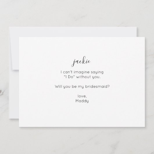 Uw foto zal u Bridesmaid Horizonal zijn Kaart (Achterkant)