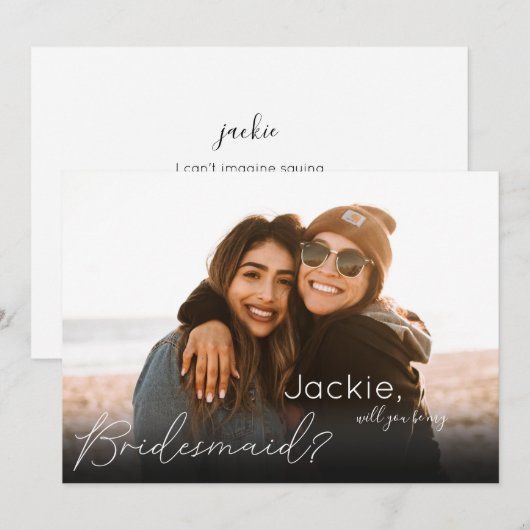 Uw foto zal u Bridesmaid Horizonal zijn Kaart (Voorkant / Achterkant)