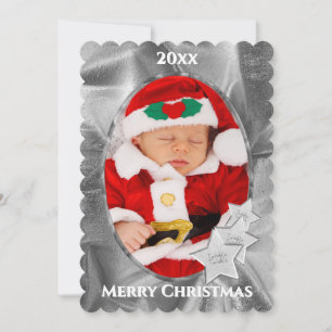 Uw Foto: Zilveren Kerst Ovaal Afbeelding Lijst Feestdagenkaart