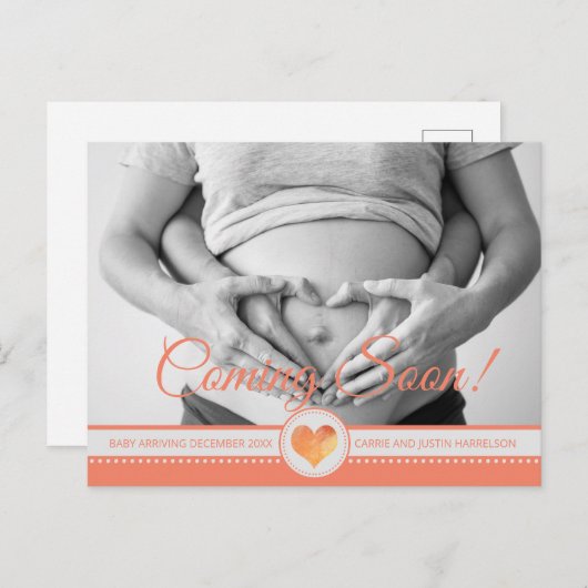Uw foto Zwangerschap Aankondiging binnenkort (Voorkant / Achterkant)