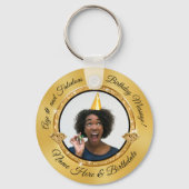 Uw foto - zwarte en goudfeestdagen sleutelhanger (Voorkant)