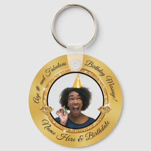Uw foto - zwarte en goudfeestdagen sleutelhanger (Voorkant)
