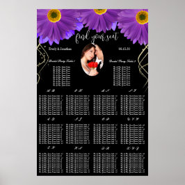 Uw foto zwarte & plum Gerber Daisy-zitplaatskaart Poster