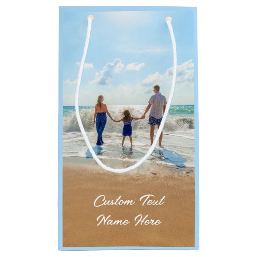 Uw fotocadeauttas met aangepaste tekst naam klein cadeauzakje (Achterkant)