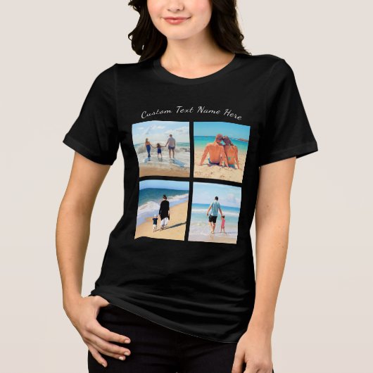 Uw Fotocollage Aangepaste Tekstnaam Gepersonalisee Tri-Blend Shirt (Voorkant)