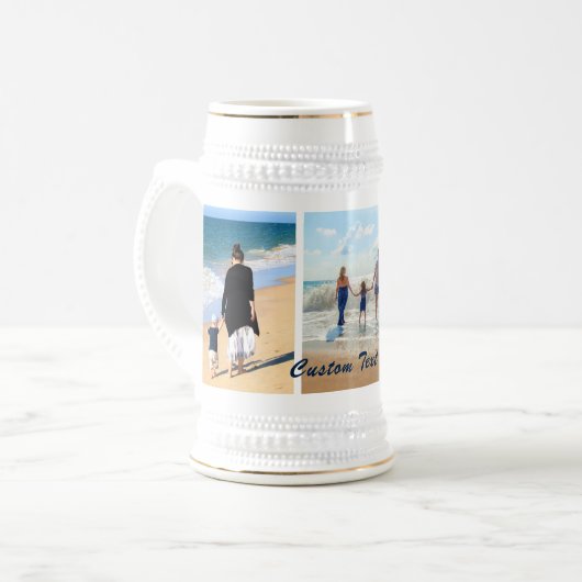Uw Fotocollage Bierpul Geschenk en Aangepaste Teks (Voorkant links)