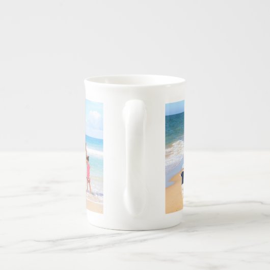 Uw Fotocollage Bone China Mok met aangepaste tekst (Achterkant)