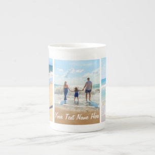 Uw Fotocollage Bone China Mok met aangepaste tekst