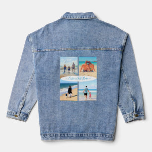 Uw fotocollage denim jas met aangepaste tekst jacket