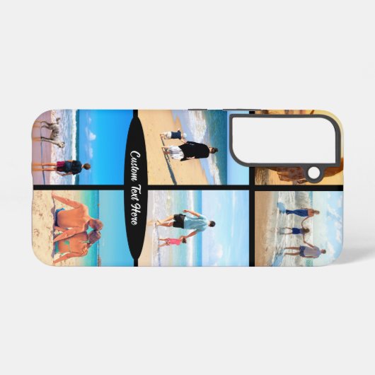 Uw fotocollage en aangepaste tekst gepersonaliseer samsung galaxy hoesje (Achterkant horizontaal)