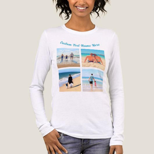 Uw fotocollage en aangepaste tekst gepersonaliseer Tri-Blend shirt (Voorkant volledig)
