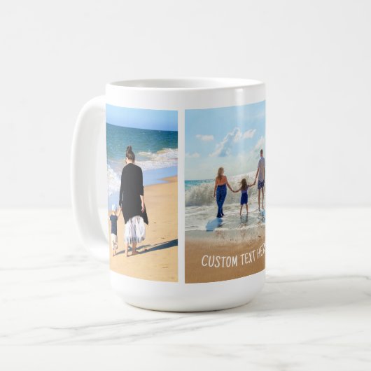 Uw fotocollage en aangepaste tekst koffie Mok (Voorkant links)