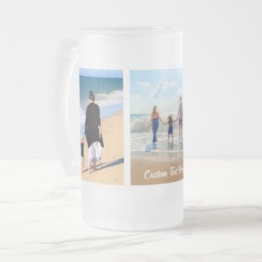 Uw Fotocollage Glas Biermok met Aangepaste Tekst Matglas Bierpul (Voorkant links)